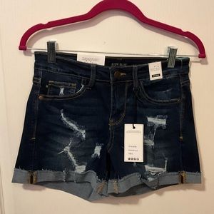 Judy Blue Mid-Rise Cuffed Distressed Jean Shorts